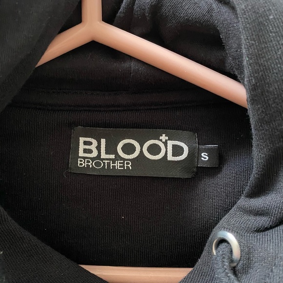MENS Blood Brother Black Hoodie with Side Zips - Picture 5 of 5